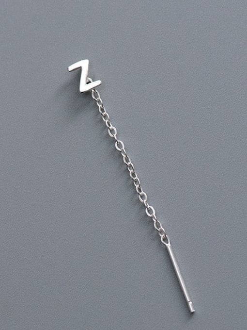 ES2180 [Single Z Letter] 925 Sterling Silver Tassel Minimalist Threader Earring